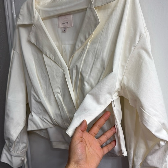 Cinq À Sept Pasha Long-sleeve Shirt In Ivory size M - Picture 12 of 14